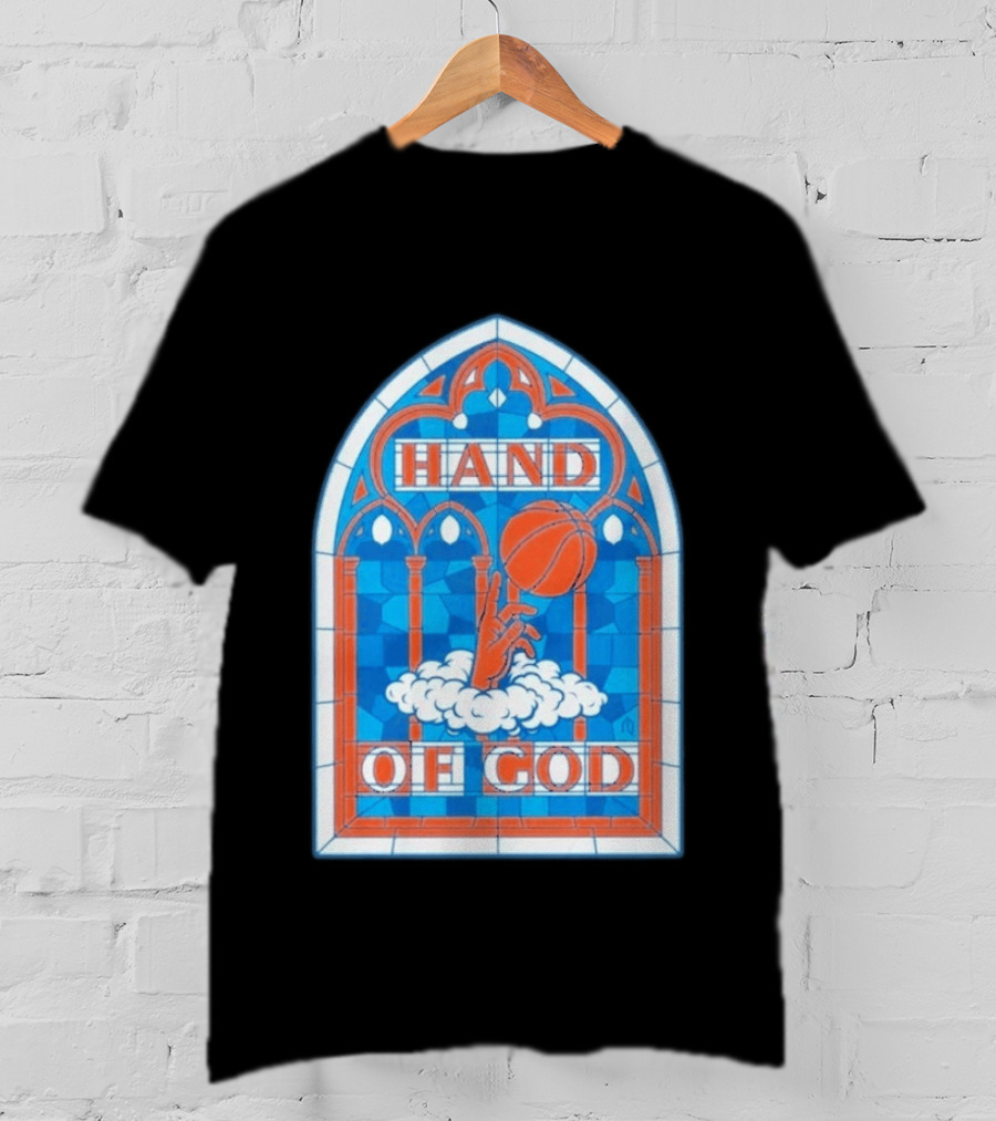 New York Knicks Basketball Stained Glass Hand Of God T-Shirt