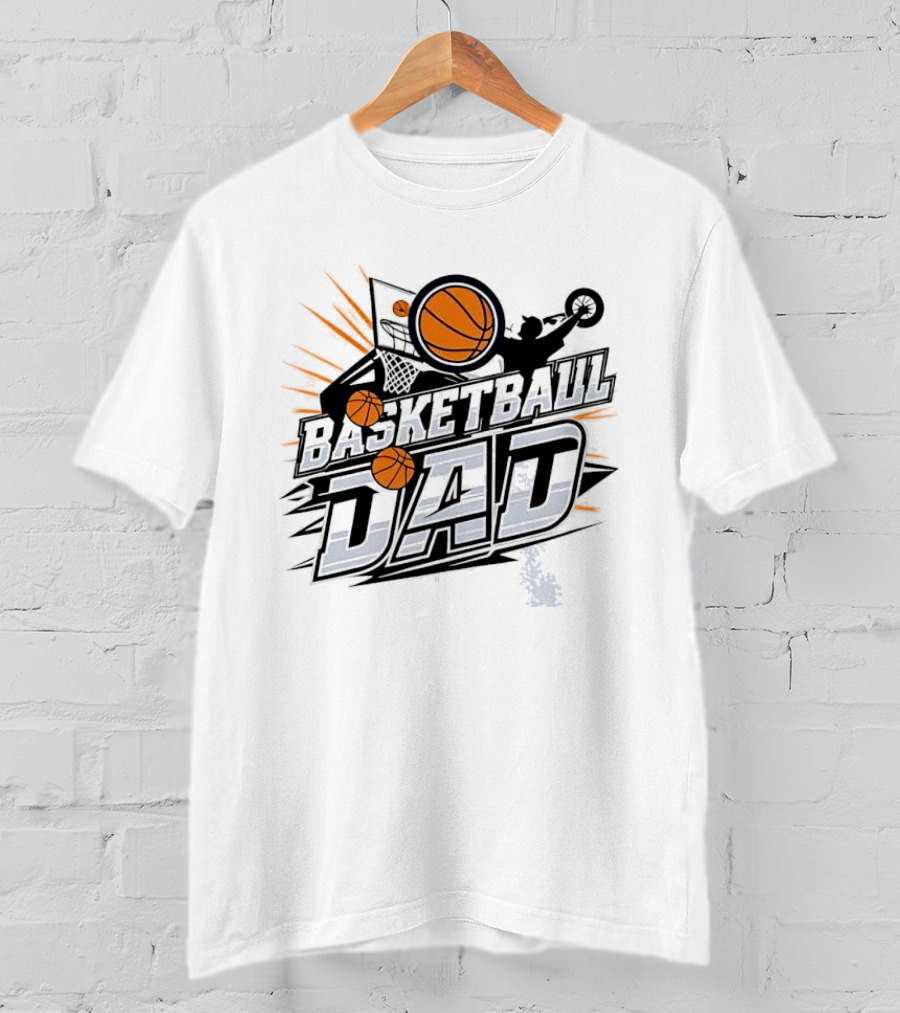 Basketball Dad Flying Ball Action Hoop T-Shirt