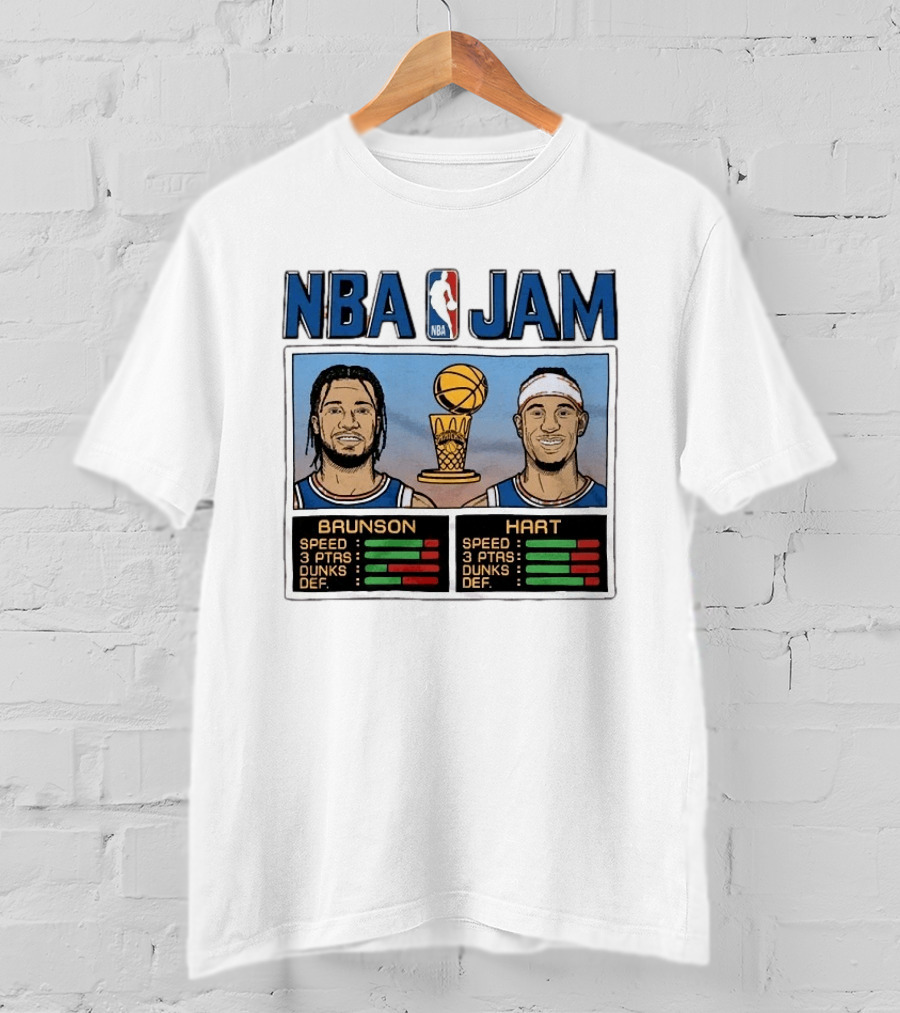 NBA Jam New York Knicks 2026 Champs Brunson Hart Stats T-Shirt