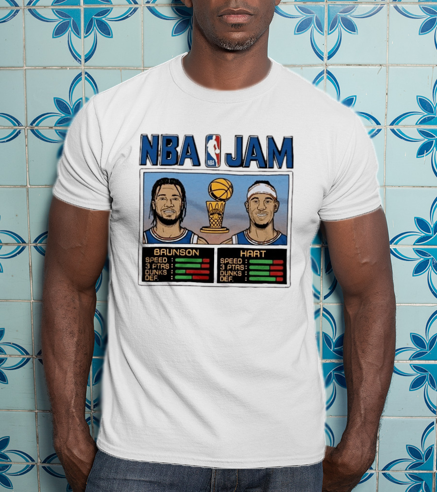 NBA Jam New York Knicks 2026 Champs Brunson Hart Stats T-Shirt