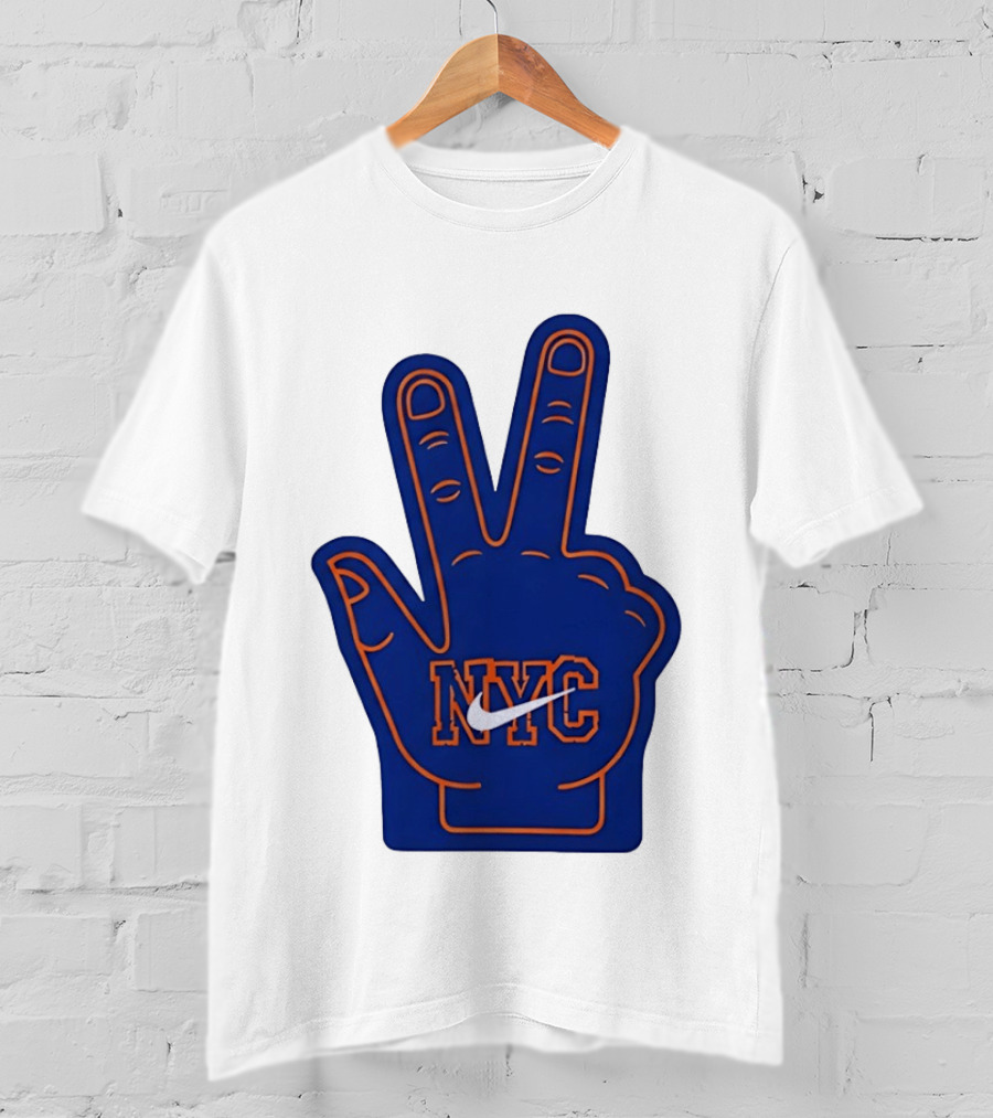 NYC Foam Finger Peace Sign New York Knicks Basketball T-Shirt
