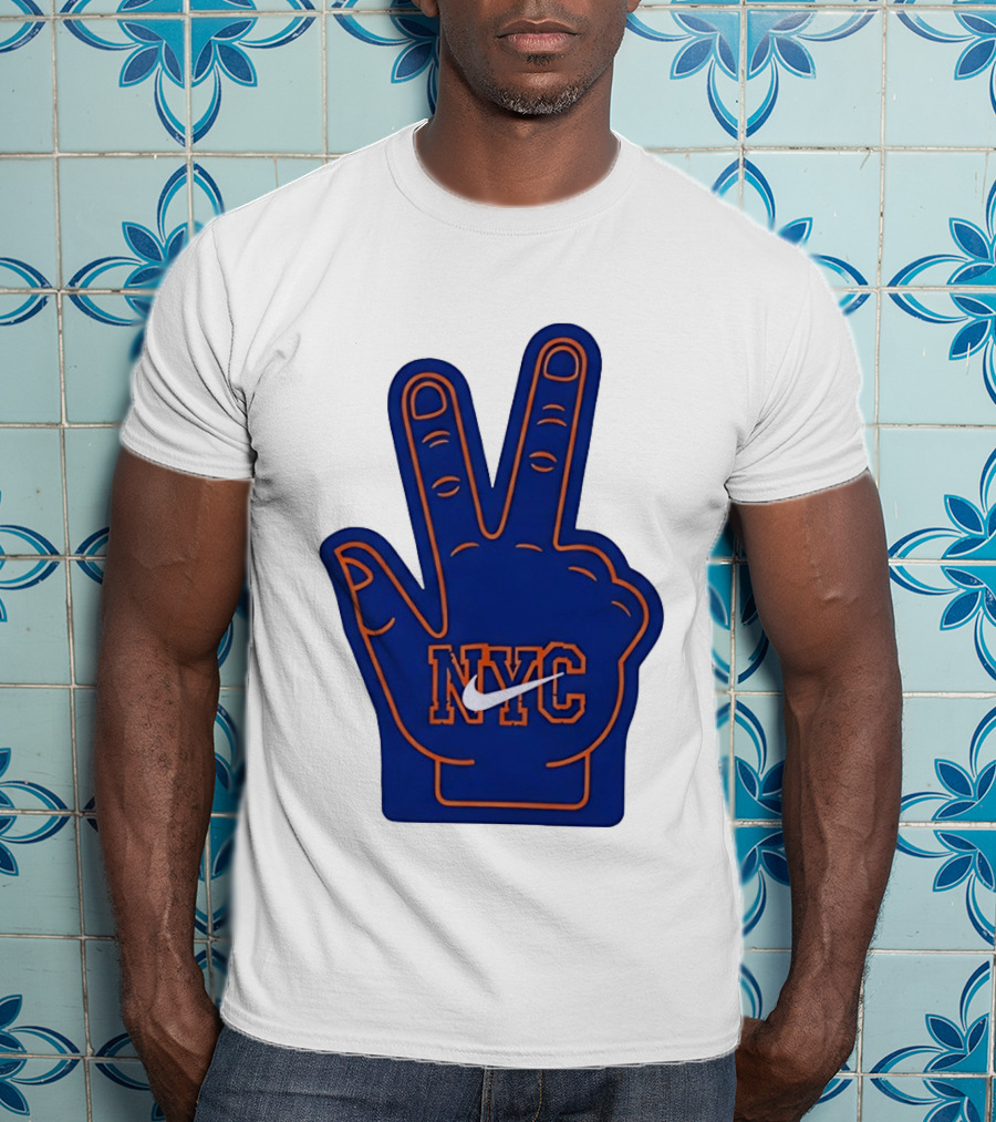NYC Foam Finger Peace Sign New York Knicks Basketball T-Shirt