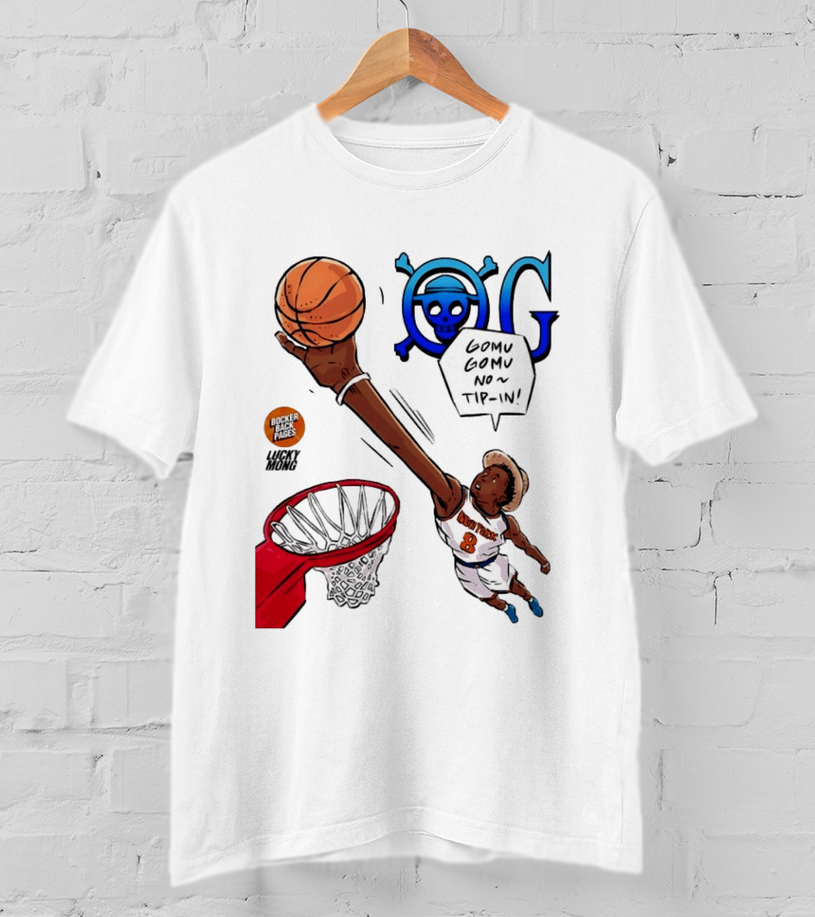 OG Anunoby X One Piece Luffy New York Knicks 2026 Gomu Gomu No Tip In Comic T-Shirt