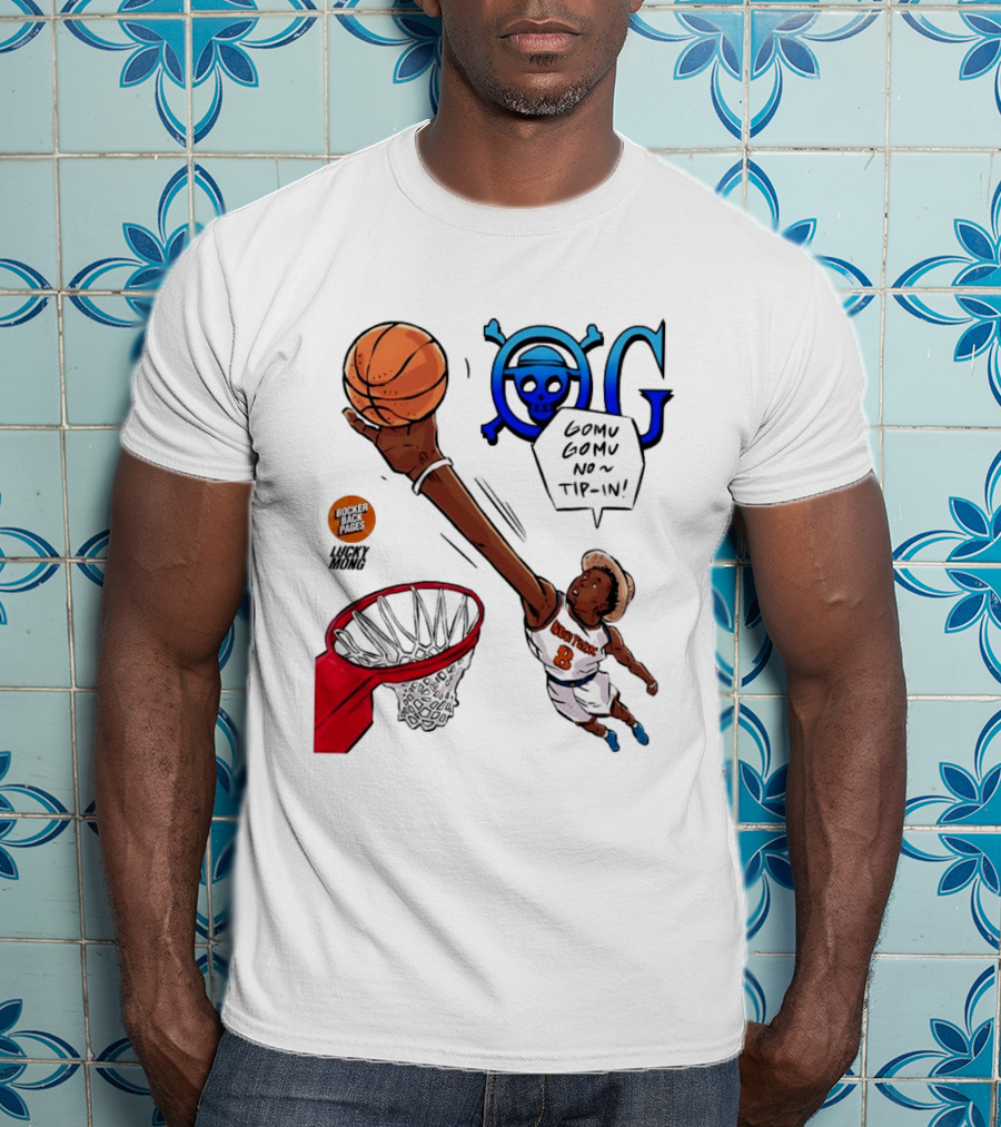 OG Anunoby X One Piece Luffy New York Knicks 2026 Gomu Gomu No Tip In Comic T-Shirt