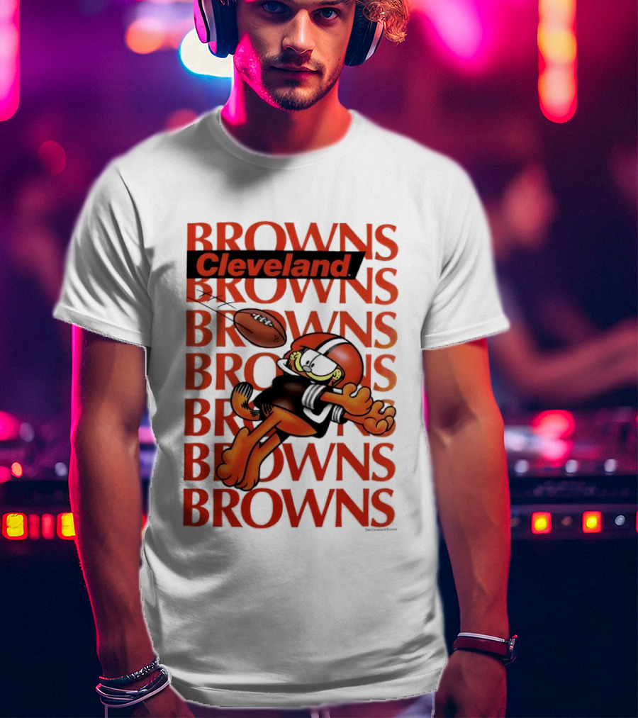 Browns Football Cleveland Orange Cat Kicking Touchdown T-Shirt