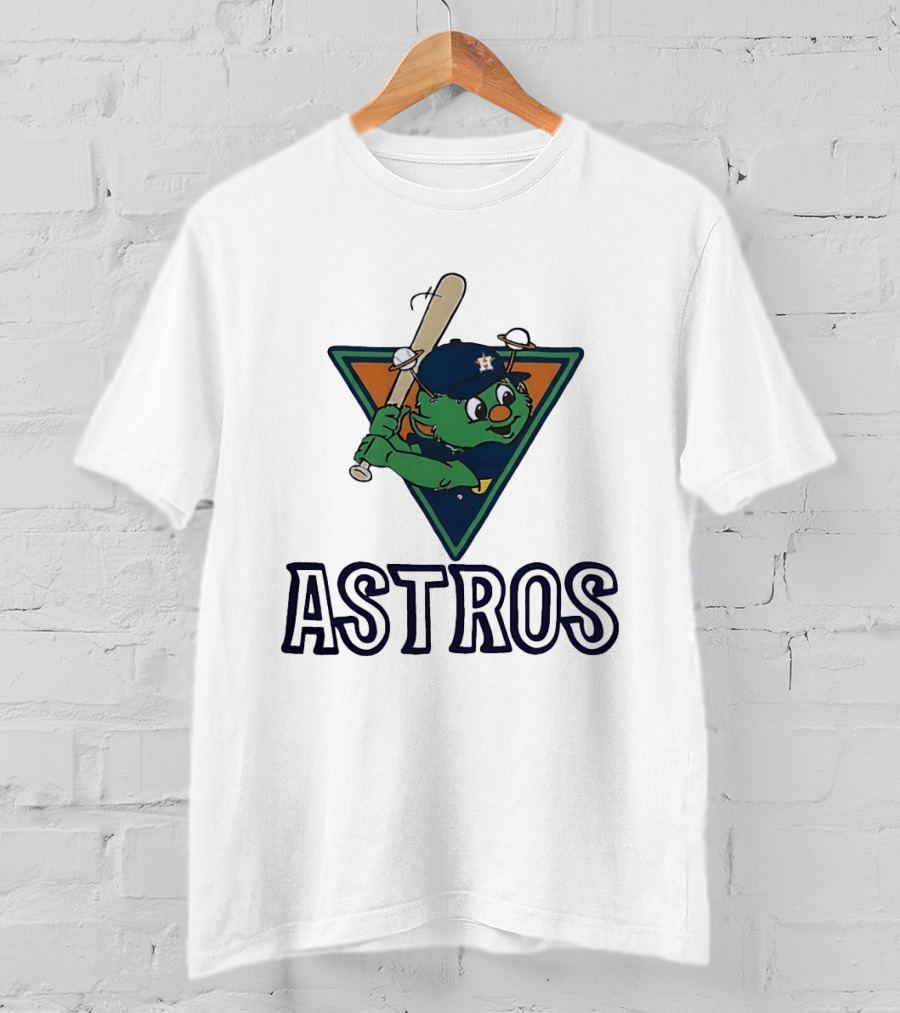 Orbit Houston Astros With Saturn Rings Baseball Bat Triangle T-Shirt