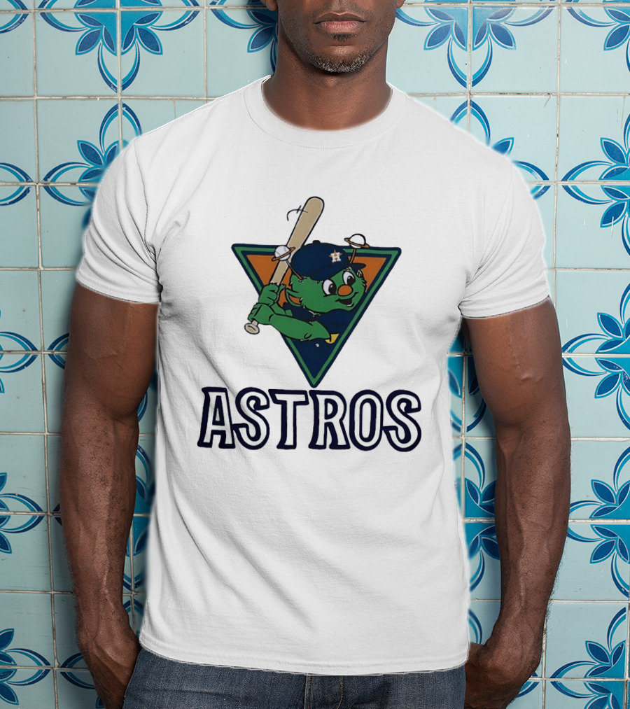 Orbit Houston Astros With Saturn Rings Baseball Bat Triangle T-Shirt