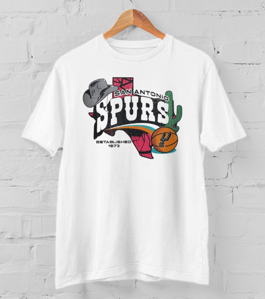 San Antonio Spurs Established 1973 Texas Cowboy Hat Cactus Basketball Team T-Shirt