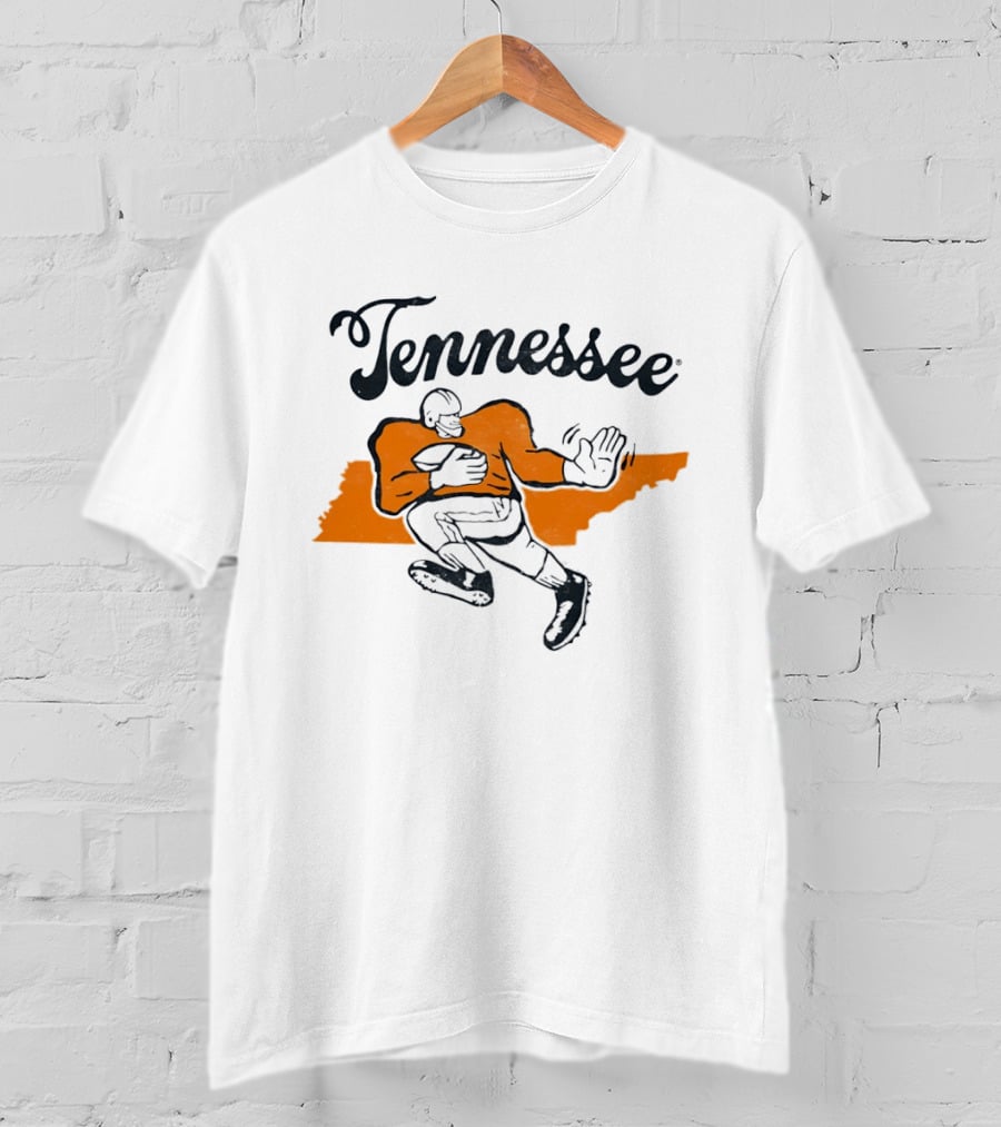 Tennessee Football Map Vintage Style Football Player T-Shirt