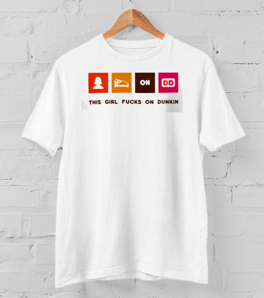 This Girl Fucks On Dunkin Retro Icon Square Blocks T-Shirt