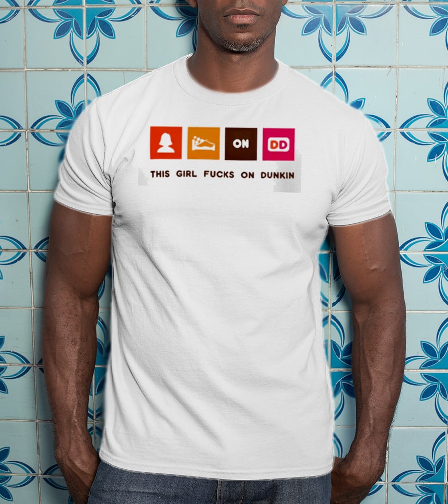 This Girl Fucks On Dunkin Retro Icon Square Blocks T-Shirt
