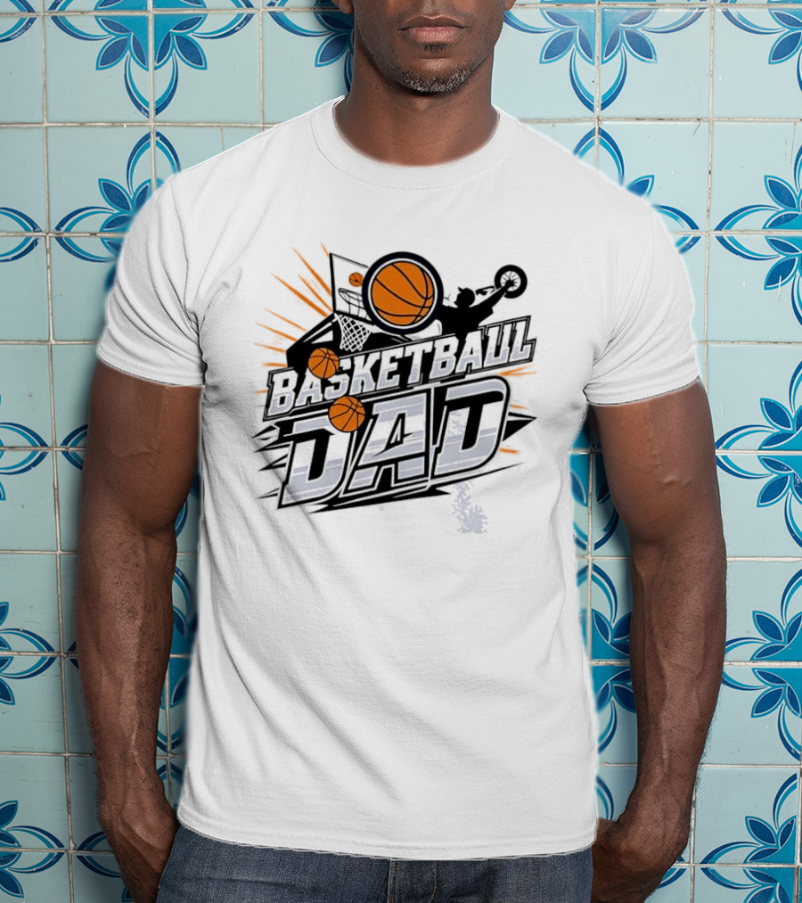 Basketball Dad Action Hoop Flying Ball Slam Dunk Sports T-Shirt