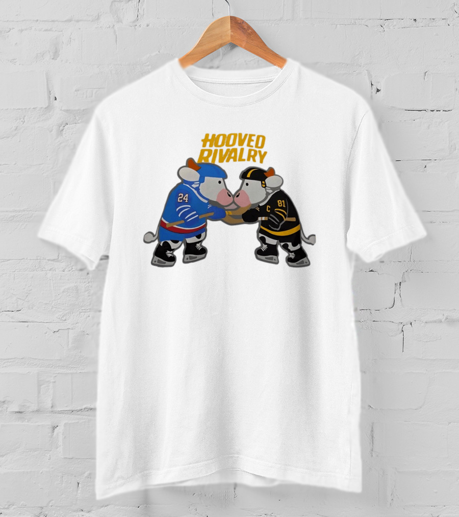 Hooved Rivalry Cow Hockey Players 24 And 81 Faceoff T-Shirt