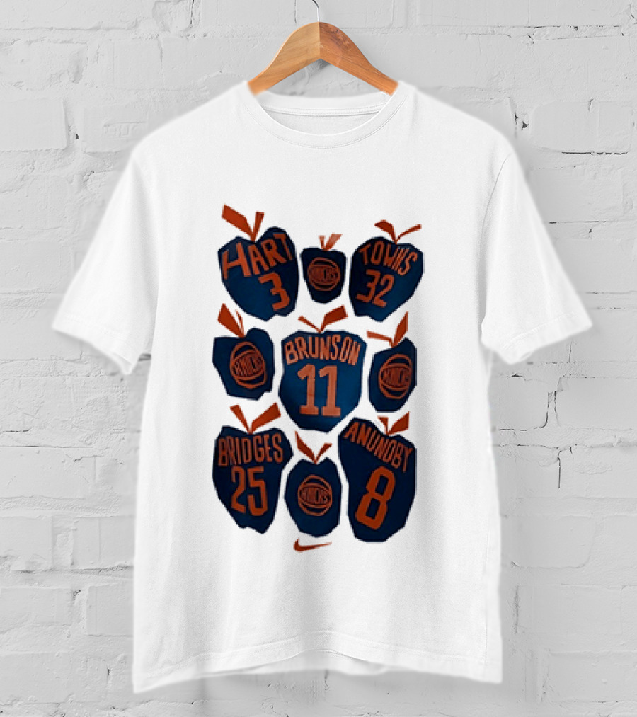 New York Knicks NBA Hart Brunson Towns Bridges Anunoby Big Apple Legends T-Shirt