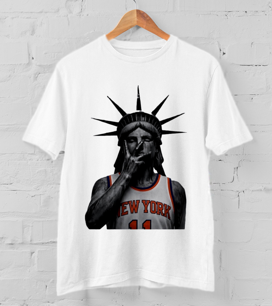 New York Knicks Jalen Brunson Statue Of Liberty Basketball Legend The Wait Is Over T-Shirt