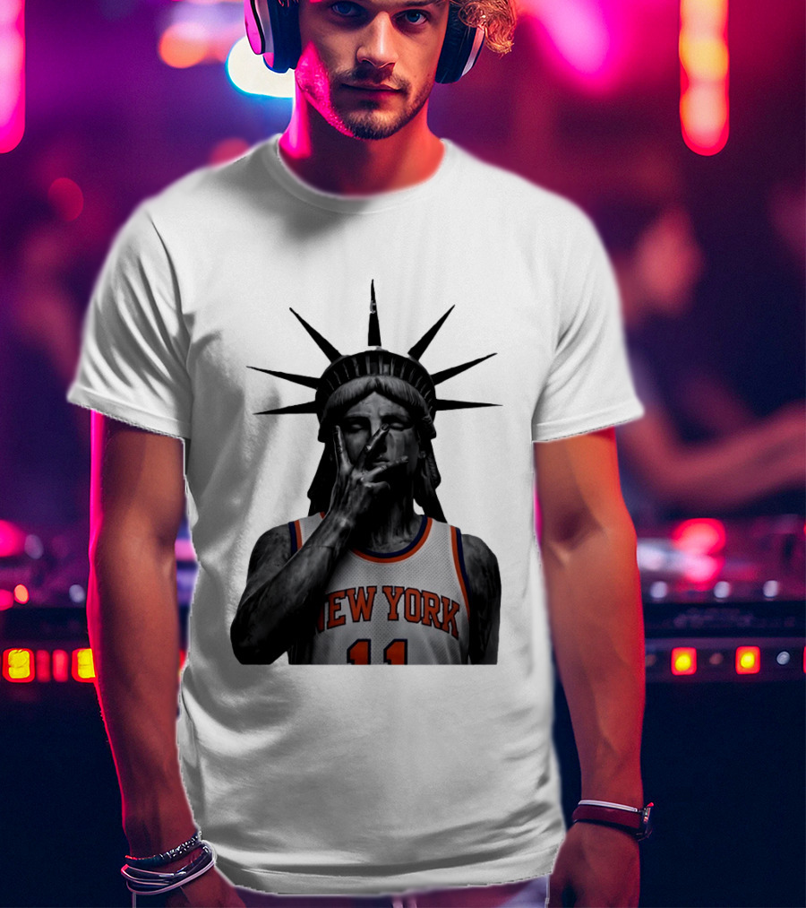 New York Knicks Jalen Brunson Statue Of Liberty Basketball Legend The Wait Is Over T-Shirt