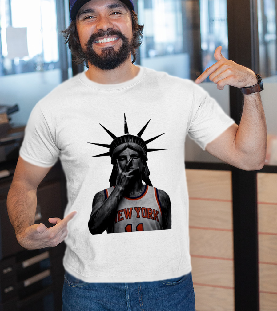 New York Knicks Jalen Brunson Statue Of Liberty Basketball Legend The Wait Is Over T-Shirt