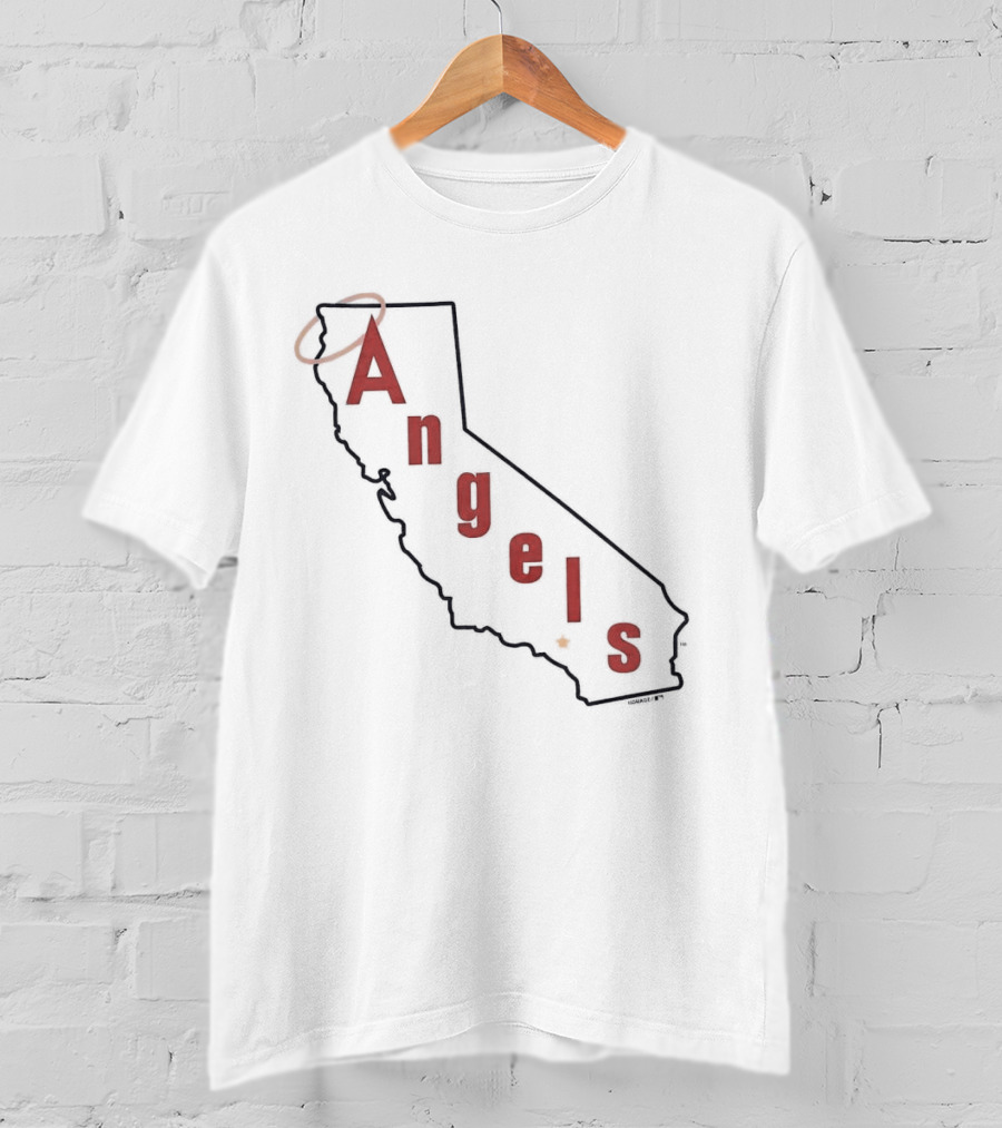 California Angels Script Los Angeles Outline With Halo T-Shirt