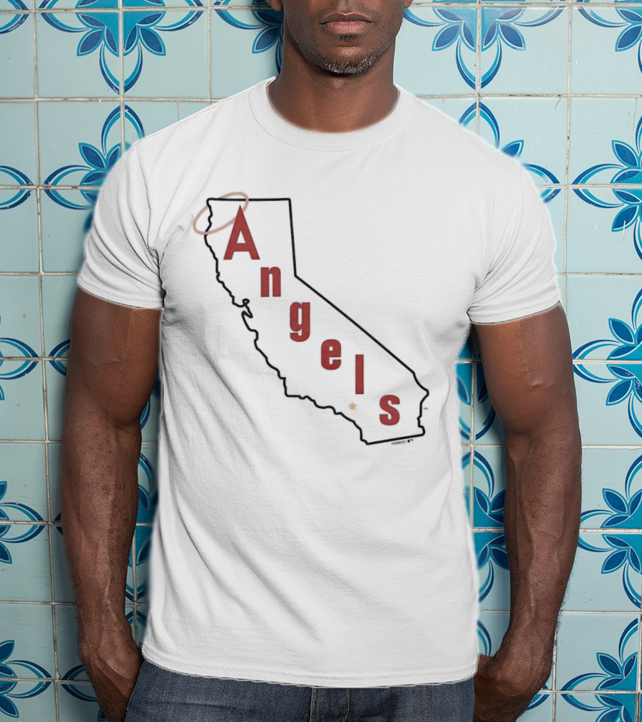 California Angels Script Los Angeles Outline With Halo T-Shirt