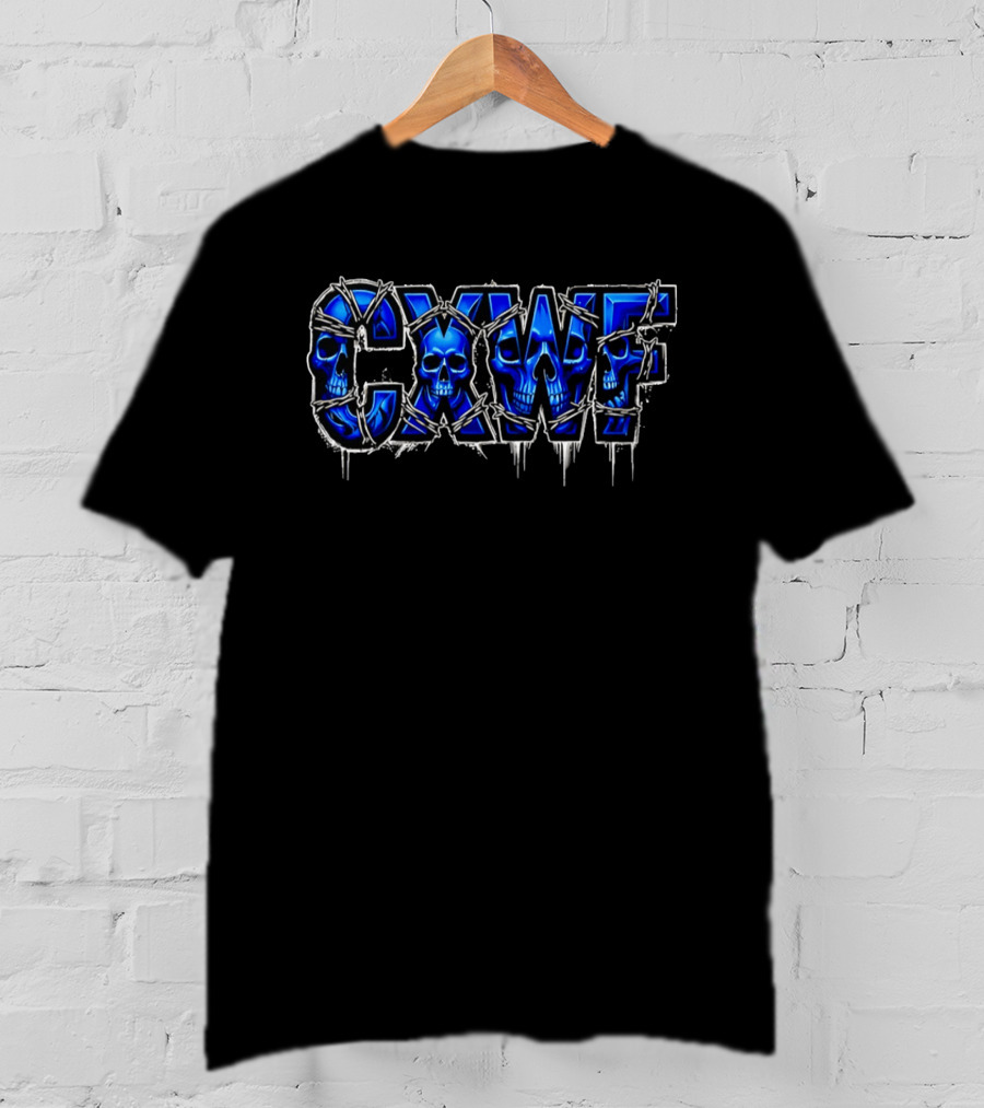 CXWF Blue Skull Barbed Wire T-Shirt