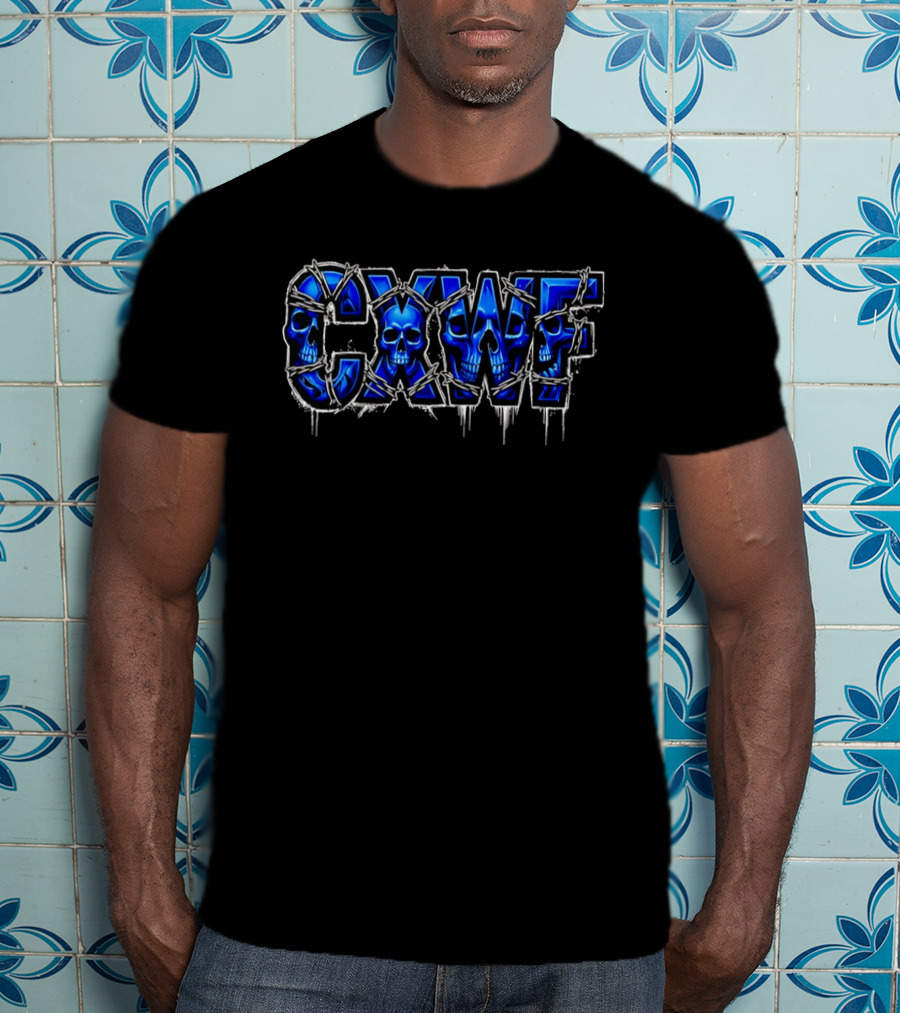 CXWF Blue Skull Barbed Wire T-Shirt