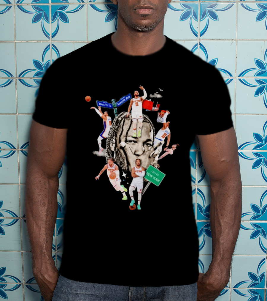 Jalen Brunson New York Knicks Collage West 31st Street Seventh Ave City Of New York T-Shirt