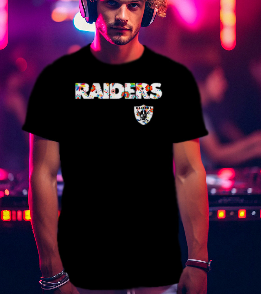 Raiders Dia De Los Muerto 2025 Floral Skull NFL Team T-Shirt