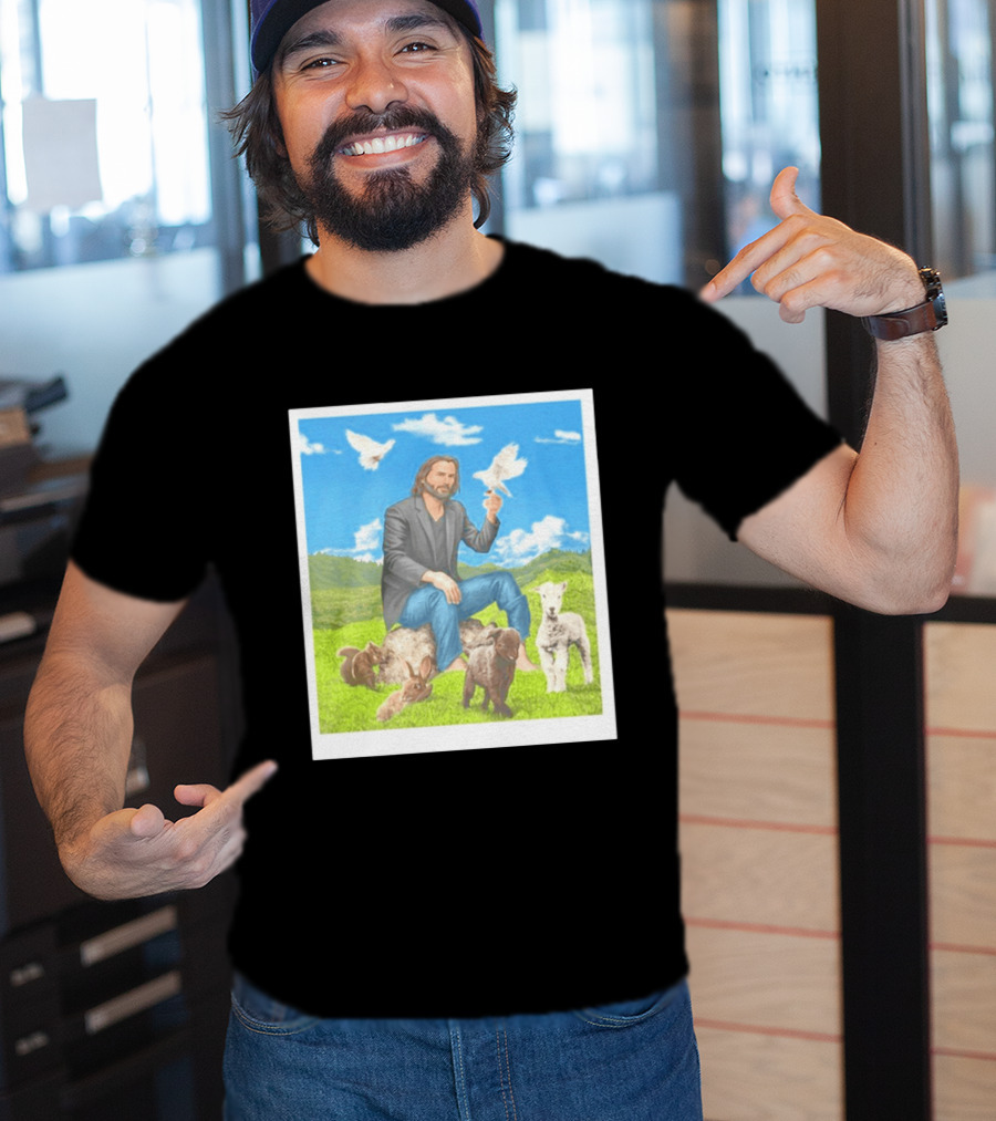 Keanu Reeves Surrounded By Animals In Peaceful Steppe Landscape T-Shirt