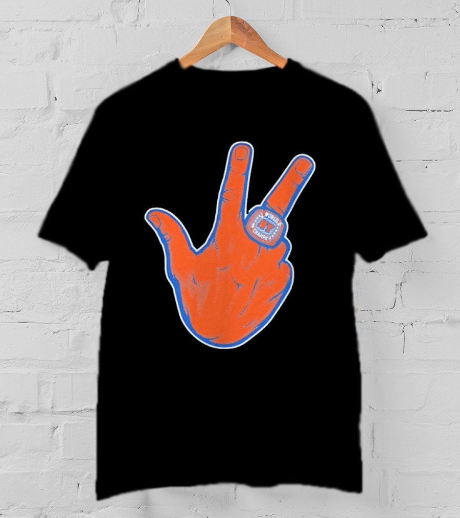 New York Knicks Jalen Brunson Peace Sign Ring Basketball Champion T-Shirt