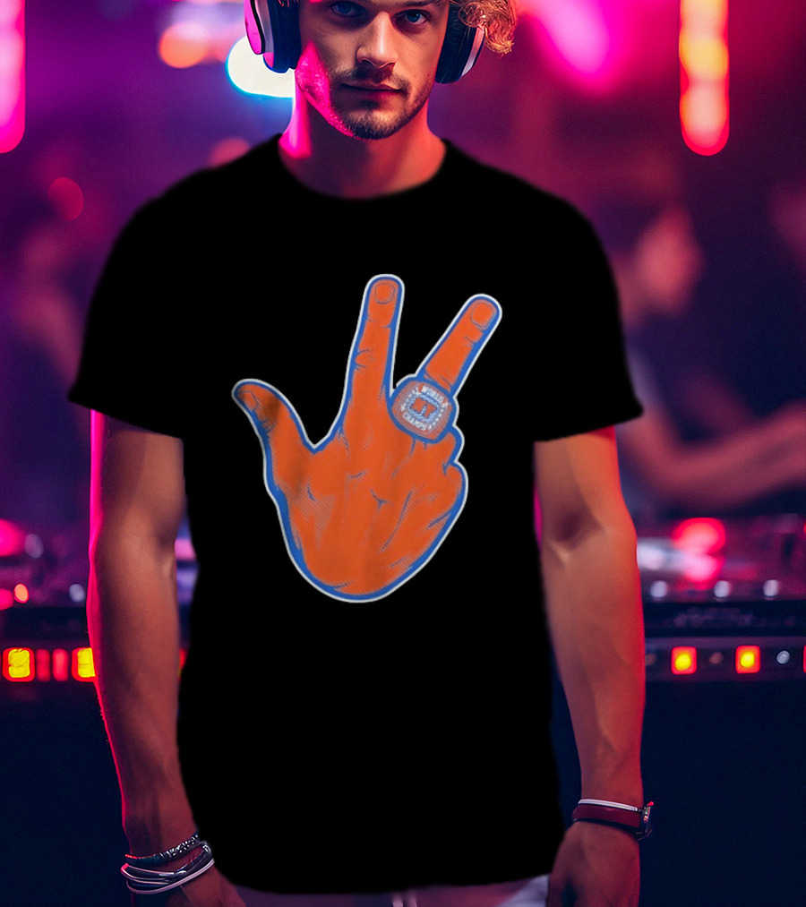 New York Knicks Jalen Brunson Peace Sign Ring Basketball Champion T-Shirt