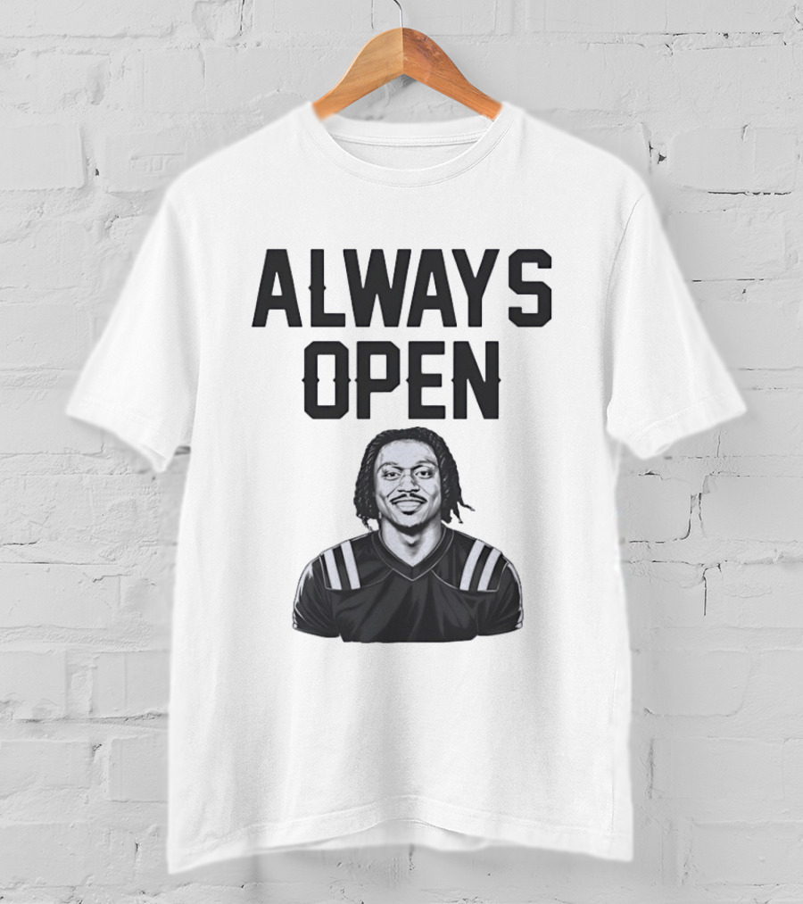 Always Open Bold Text With Cartoon Football Player T-Shirt