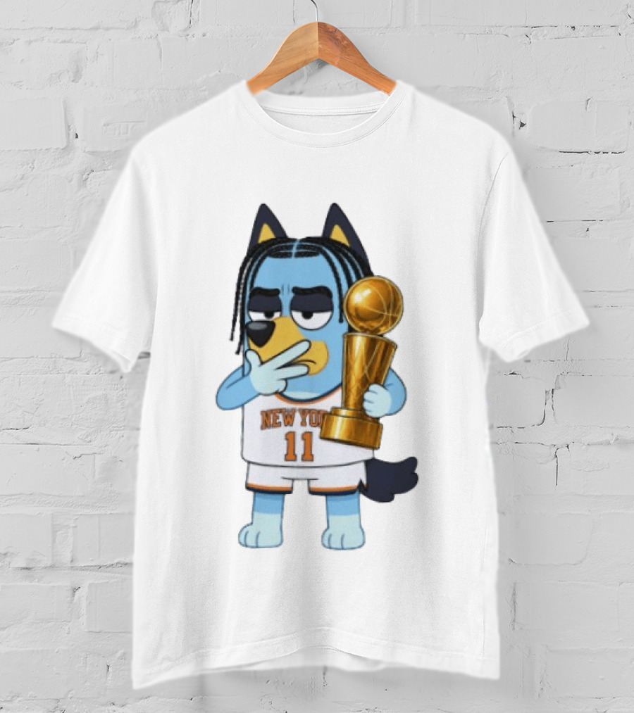 Bluey Jalen Brunson New York Knicks 11 NBA Champs Trophy T-Shirt