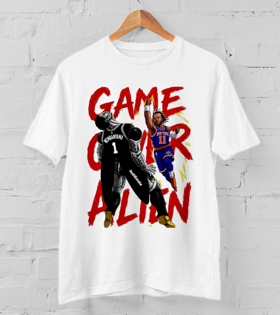 Game Over Alien Wembanyama Vs Jalen Gohan Brunson Knicks T-Shirt
