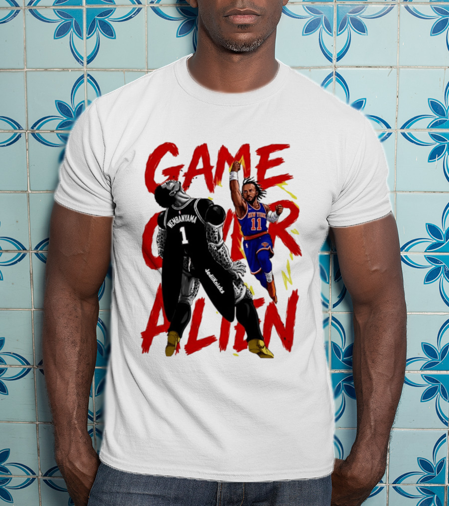 Game Over Alien Wembanyama Vs Jalen Gohan Brunson Knicks T-Shirt