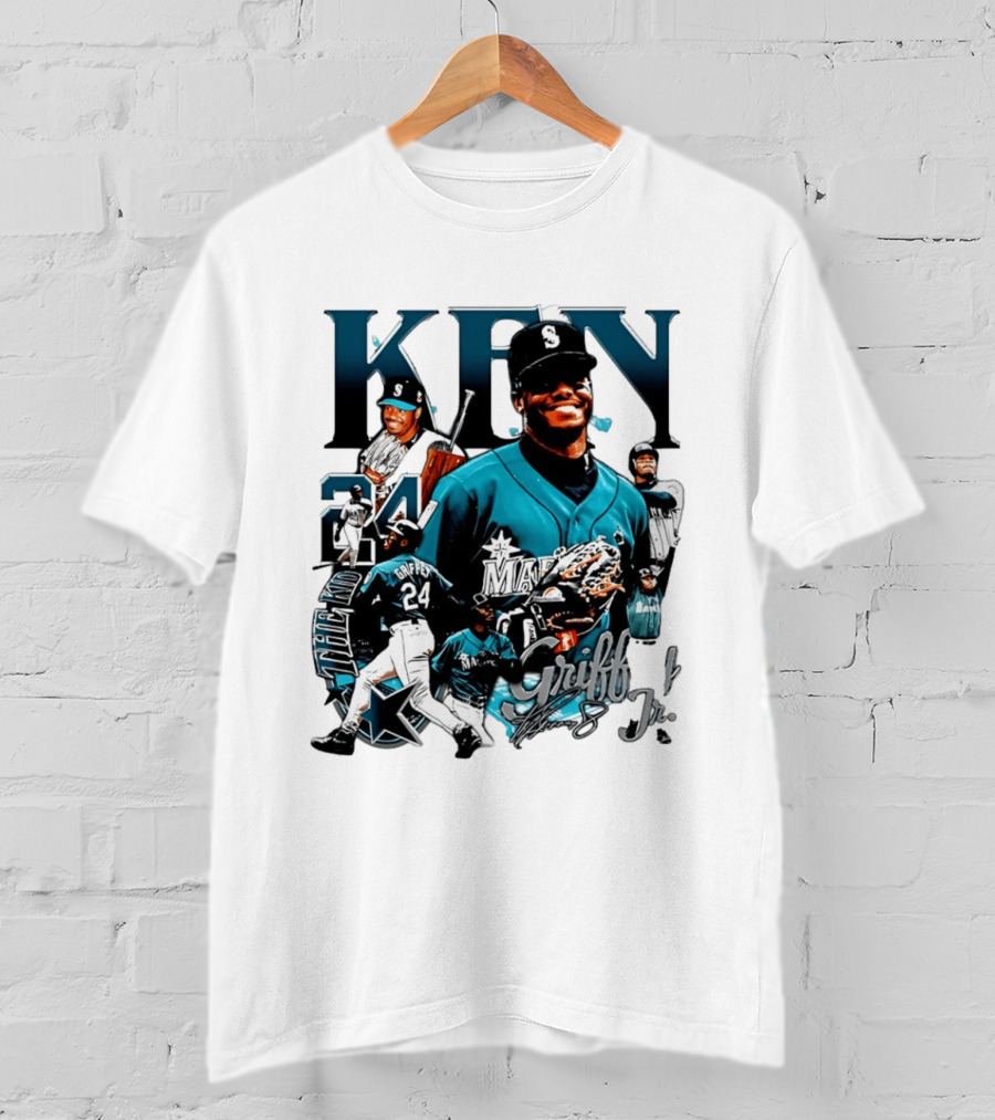 Ken Griffey Jr Seattle Mariners The Kid 24 Legendary Collage T-Shirt