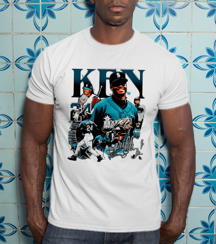 Ken Griffey Jr Seattle Mariners The Kid 24 Legendary Collage T-Shirt