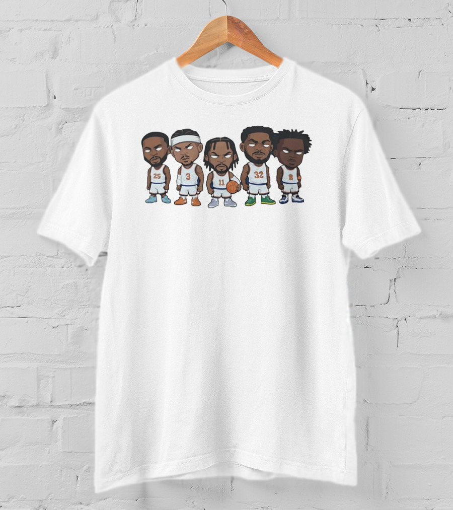 New York Knicks 2026 Player Cartoon Characters 25 3 11 32 8 T-Shirt
