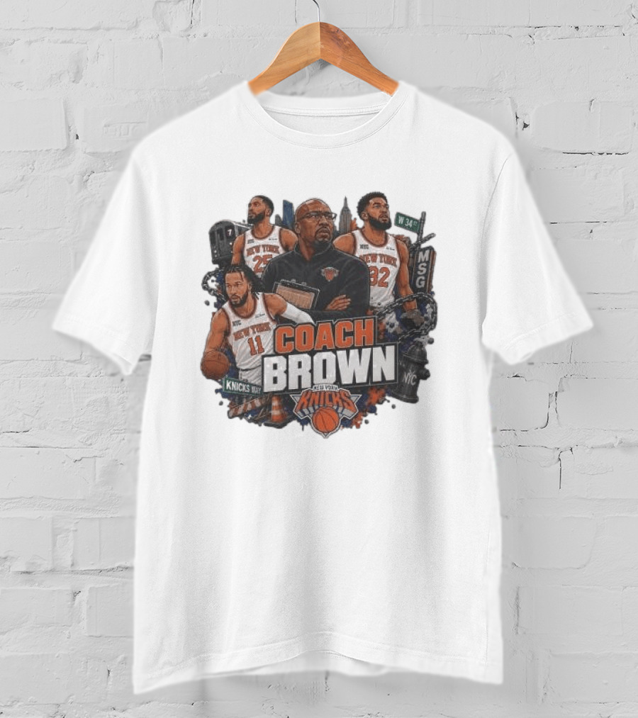 New York Knicks MSG Coach Brown Knicks Way Basketball Team 34th Street 2026 T-Shirt
