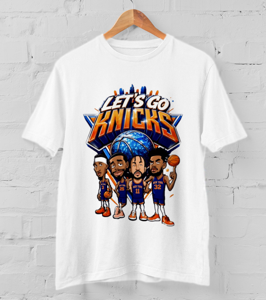 Let's Go Knicks New York Basketball Players Cartoon 2026 T-Shirt