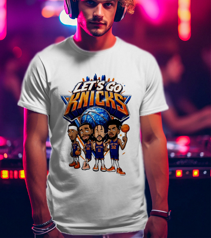 Let's Go Knicks New York Basketball Players Cartoon 2026 T-Shirt