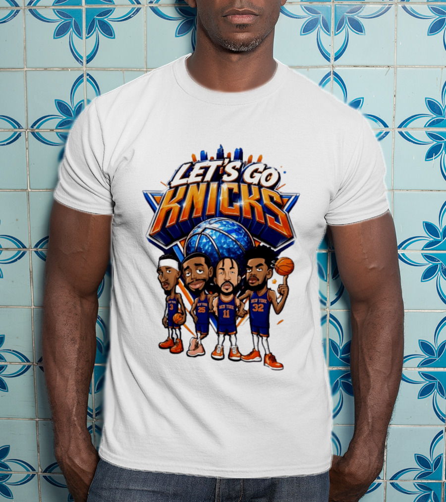 Let's Go Knicks New York Basketball Players Cartoon 2026 T-Shirt