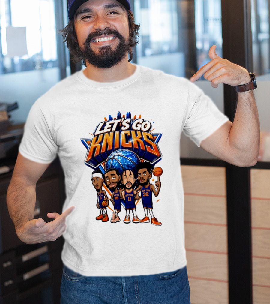 Let's Go Knicks New York Basketball Players Cartoon 2026 T-Shirt
