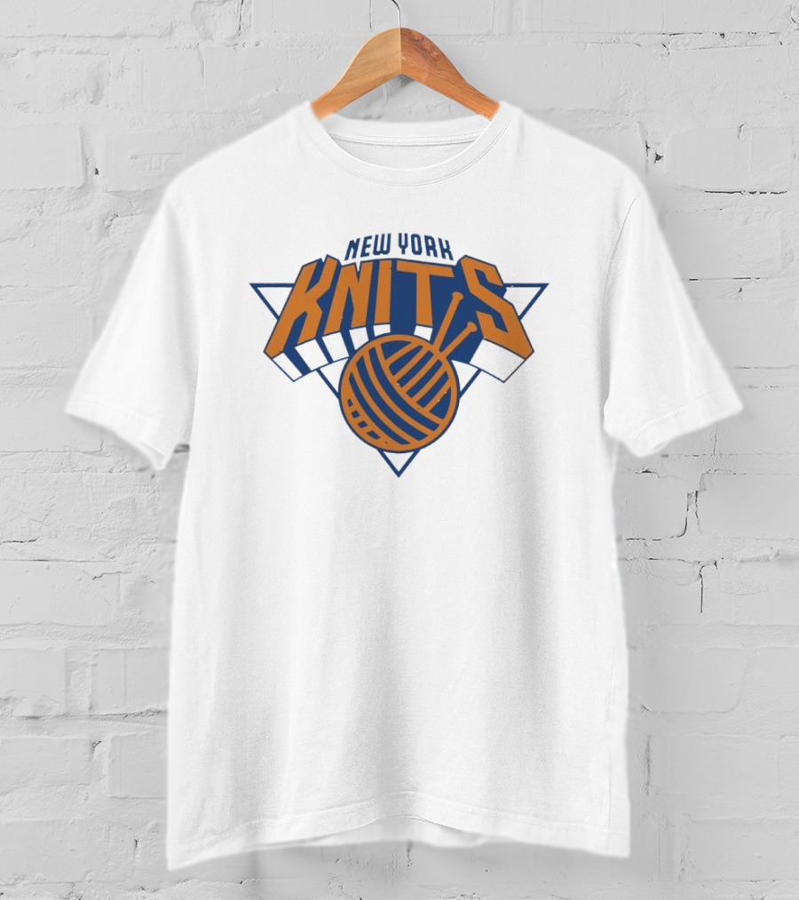New York Knits Basketball Yarn Logo NY Knicks T-Shirt