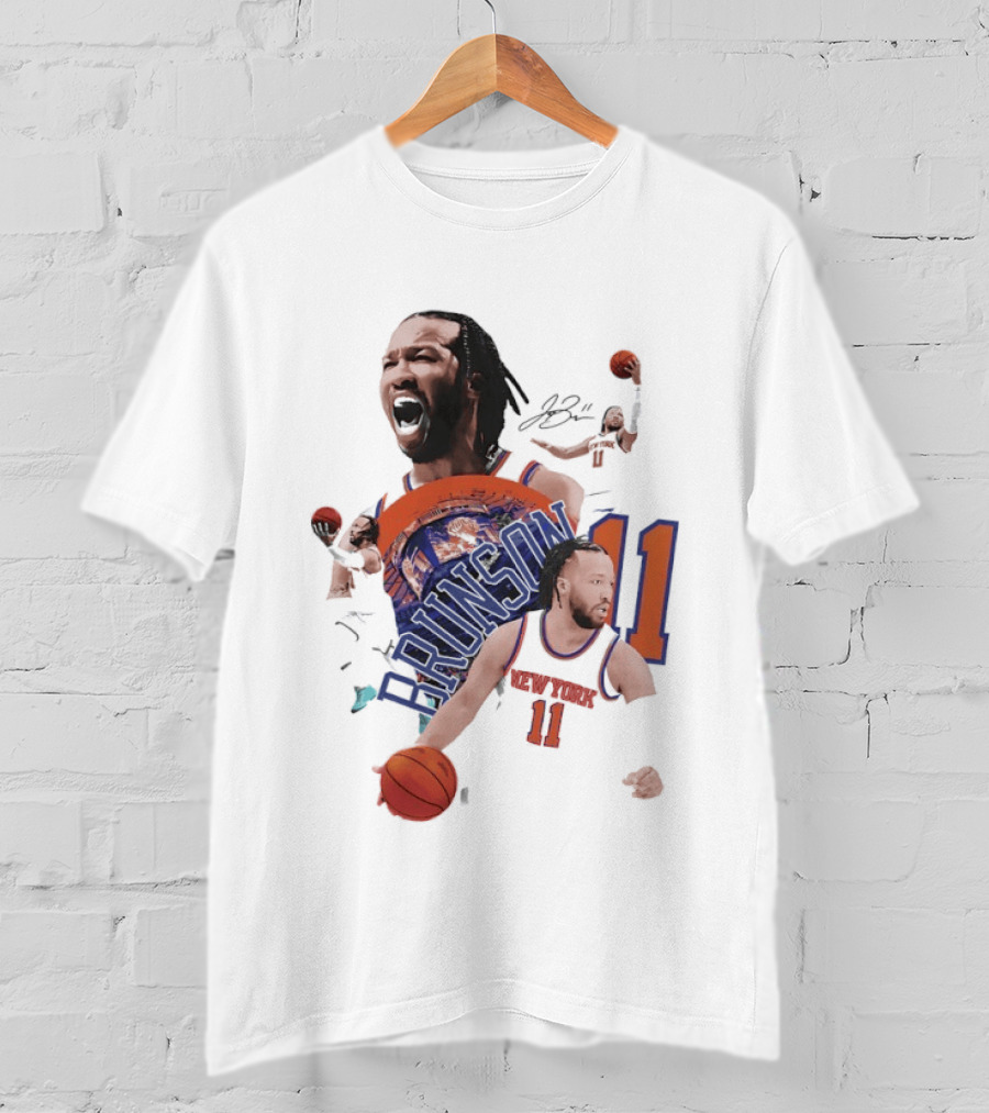 NY Knicks Jalen Brunson Number 11 Collage Basketball Player T-Shirt