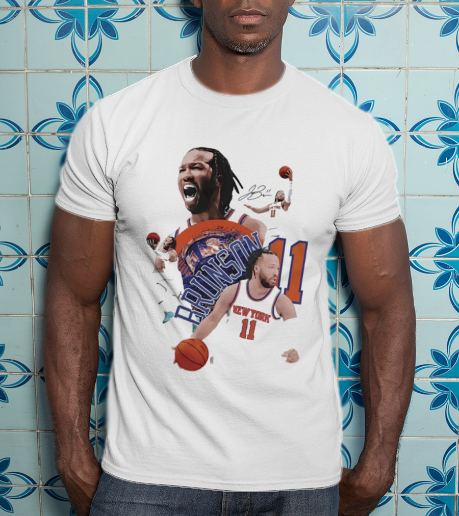 NY Knicks Jalen Brunson Number 11 Collage Basketball Player T-Shirt
