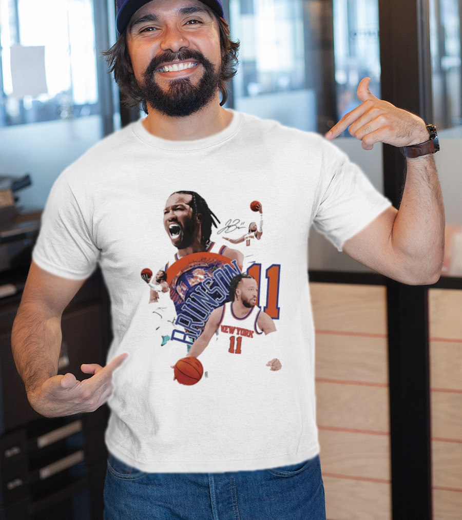 NY Knicks Jalen Brunson Number 11 Collage Basketball Player T-Shirt