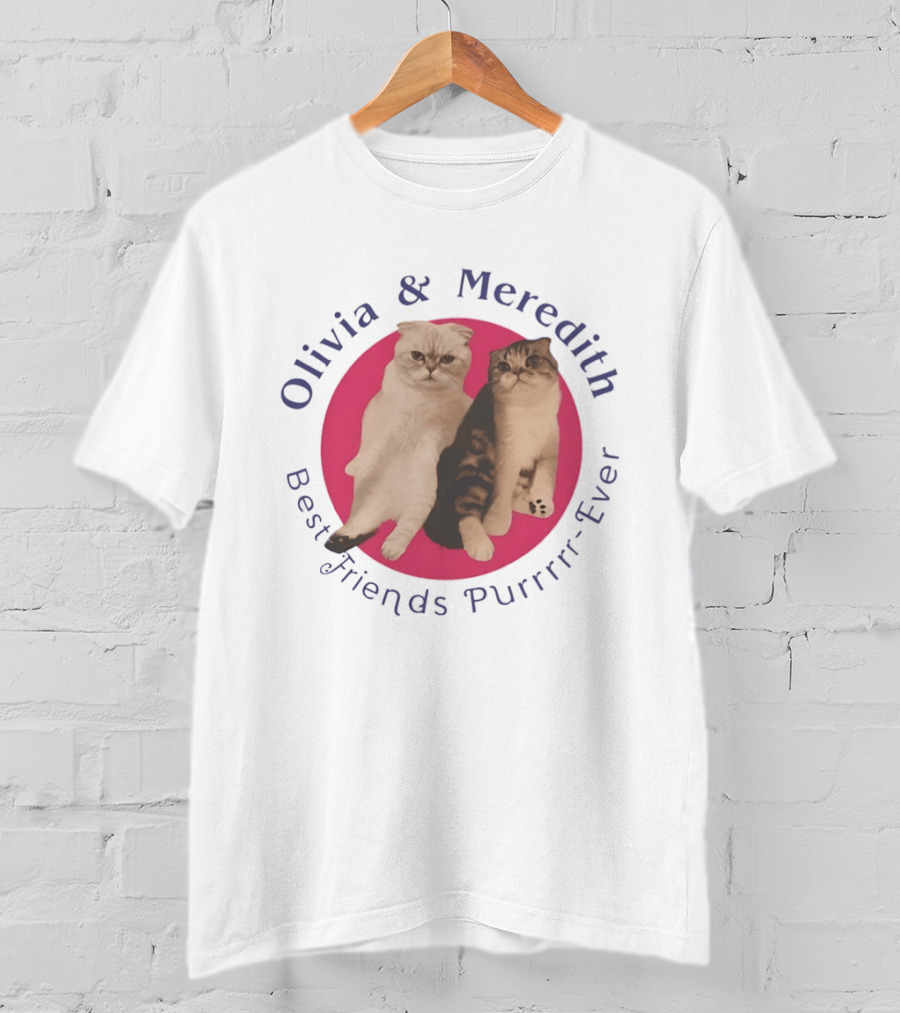 Olivia And Meredith Best Friends Purrrrr Ever Scottish Fold Cat T-Shirt