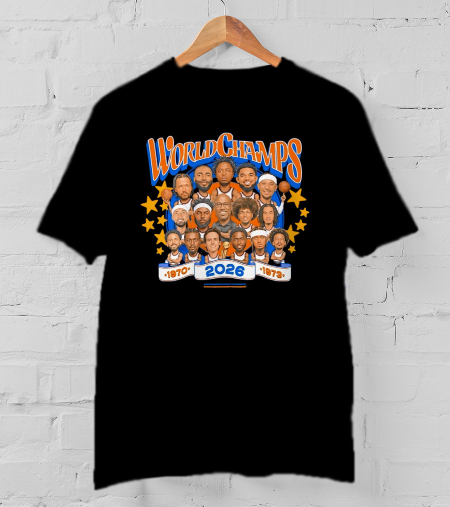 World Champs 2026 New York Knicks Team Caricature 1970 1973 T-Shirt