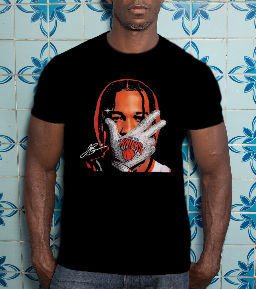 New York Knicks Jalen Brunson Iceman Signature Glove T-Shirt