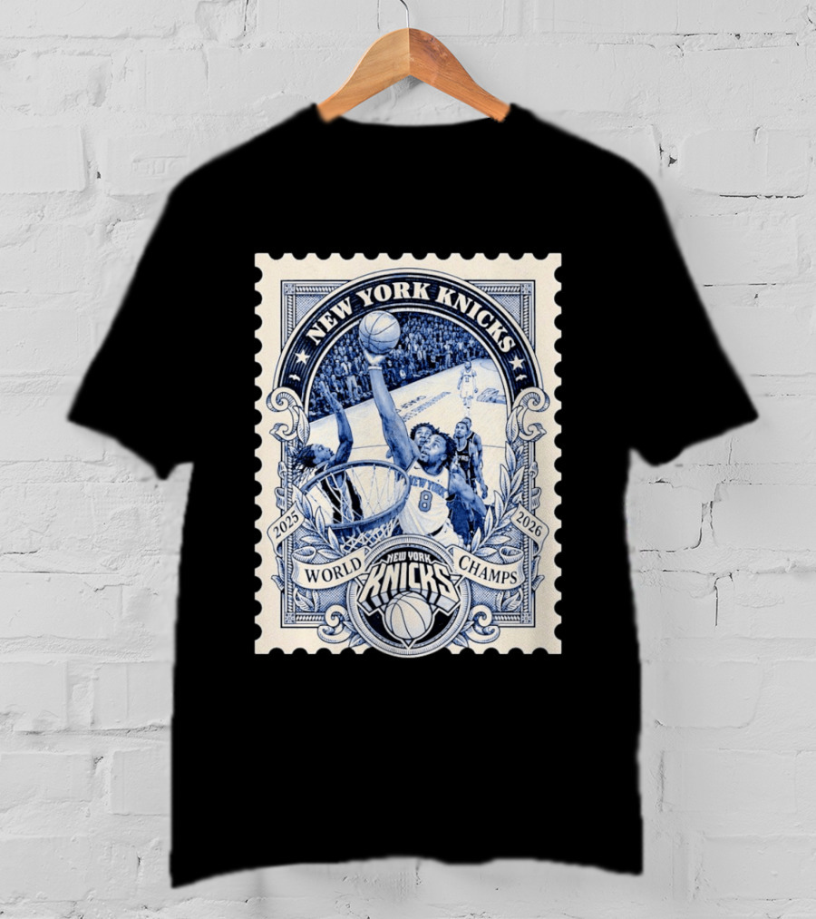 New York Knicks 2026 World Champs OG Anunoby Basketball Stamp T-Shirt